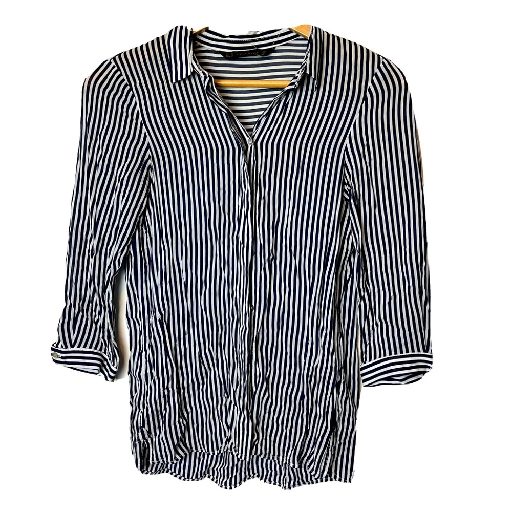 Zara Monochrome Striped Button-Down Shirt